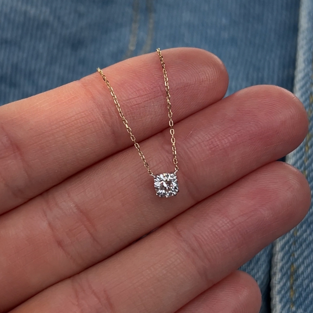 Naszyjnik z diamentem laboratoryjnym 0,29ct złoto 585 14kt GH SI jednokamieniowy jeden kamień diamencik błyszczący delikatny subtelny jeden diament naszyjnik z diamentem lab grown diamond