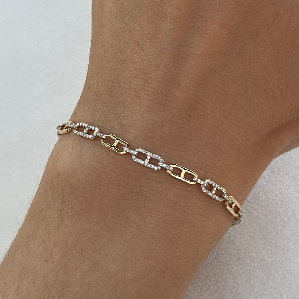 Bransoletka z diamentami złoto 585 diamenty naturalne bransoletka tenisowa 252 diamentów 0,74ct GH/SI stylowa nietuzinkowa bransoletka na prezent dla niej splot chain spinaczowy złoto 585 14kt i diamenty diament opalenica