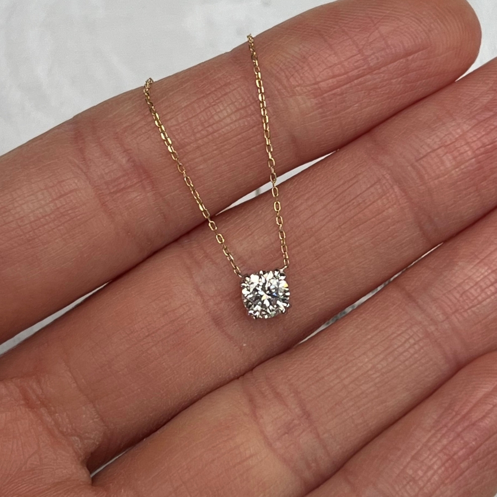 Naszyjnik z diamentem laboratoryjnym lab grown diamond 0,52ct brylant szlif brylantowy jednokamieniowy naszyjnik jeden delikatny subtelny naszyjnik idealny na prezent VS1 E